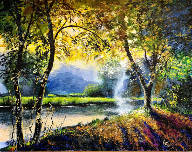 Beautiful Landscape Painting (ART_7615_53510) - Handpainted Art Painting - 20 in X 16in