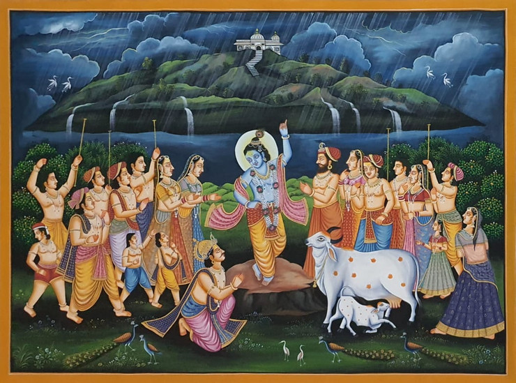 Giridhar (ART_7752_52117) - Handpainted Art Painting - 31in X 20in