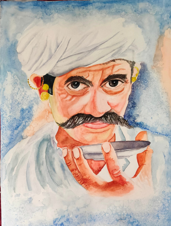 Rajasthani Man (ART_7546_53864) - Handpainted Art Painting - 11 in X 16in