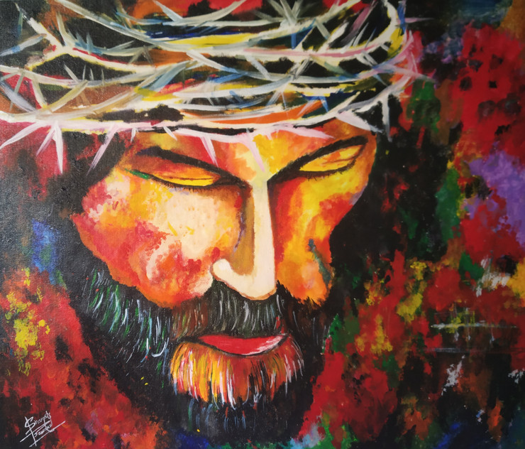 Jesus Christ  (ART_7664_54145) - Handpainted Art Painting - 20in X 17in