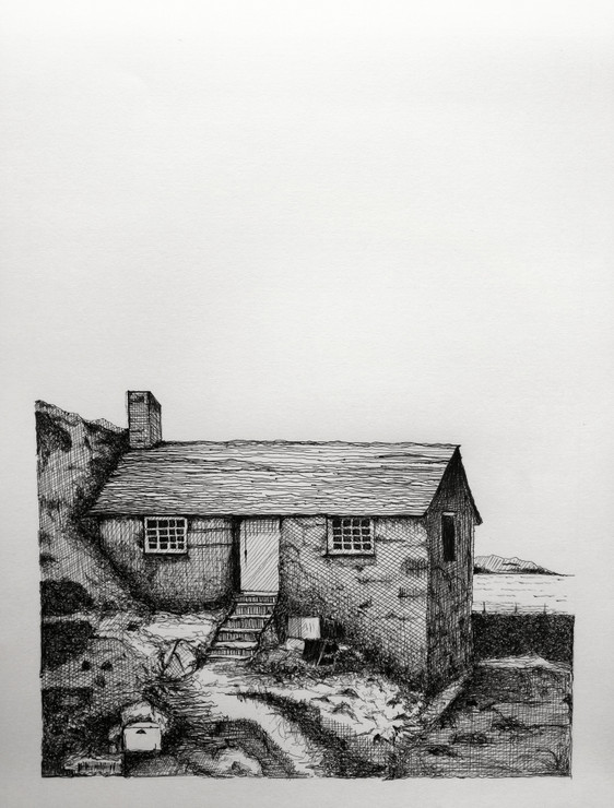 Vintage House  (ART_7880_54088) - Handpainted Art Painting - 8in X 11in