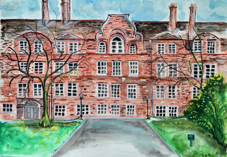 Trinity Colege (ART_7723_54080) - Handpainted Art Painting - 17in X 12in