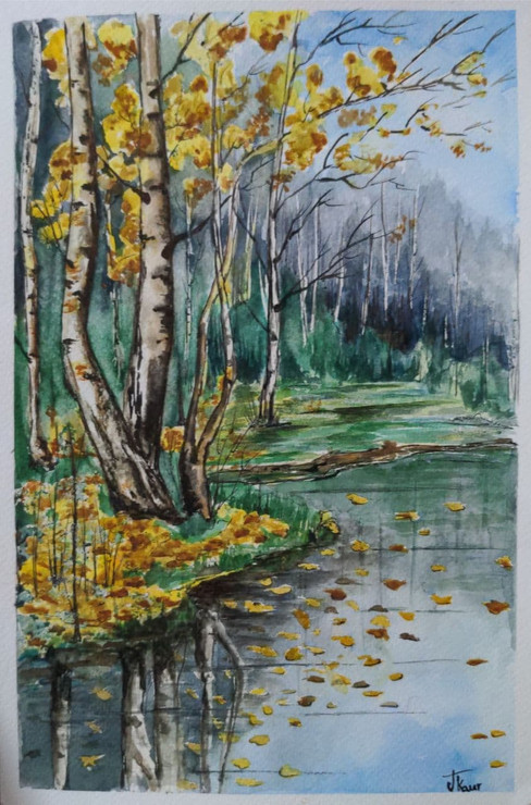 Beauty of the forest (ART_7810_53988) - Handpainted Art Painting - 8in X 11in