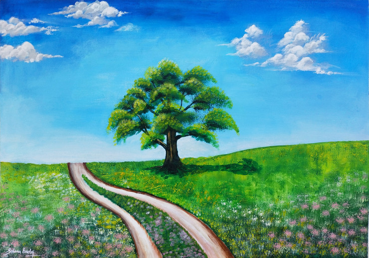 The Tree of life  (ART_7876_53983) - Handpainted Art Painting - 34in X 24in