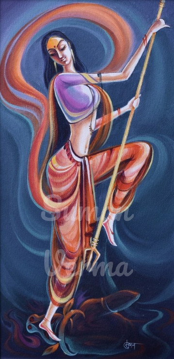 Maa Durga (PRT_7685_53136) - Canvas Art Print - 12in X 24in