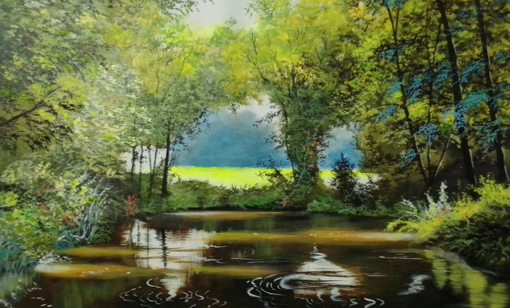 Summerly Green (ART_5868_45074) - Handpainted Art Painting - 36in X 23in