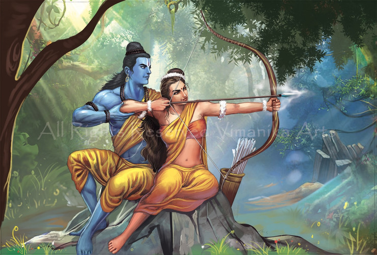 Ram Sita Banwas (PRT_6900_40686) - Canvas Art Print-CS_7YMXO_PRT_6900_40686 - 50.00in X 34.30in
