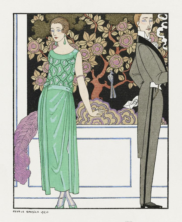 La Premiere Imprudence- Robe Du Soir, De Beer (1921) By George Barbier (PRT_6253) - Canvas Art Print - 19in X 24in