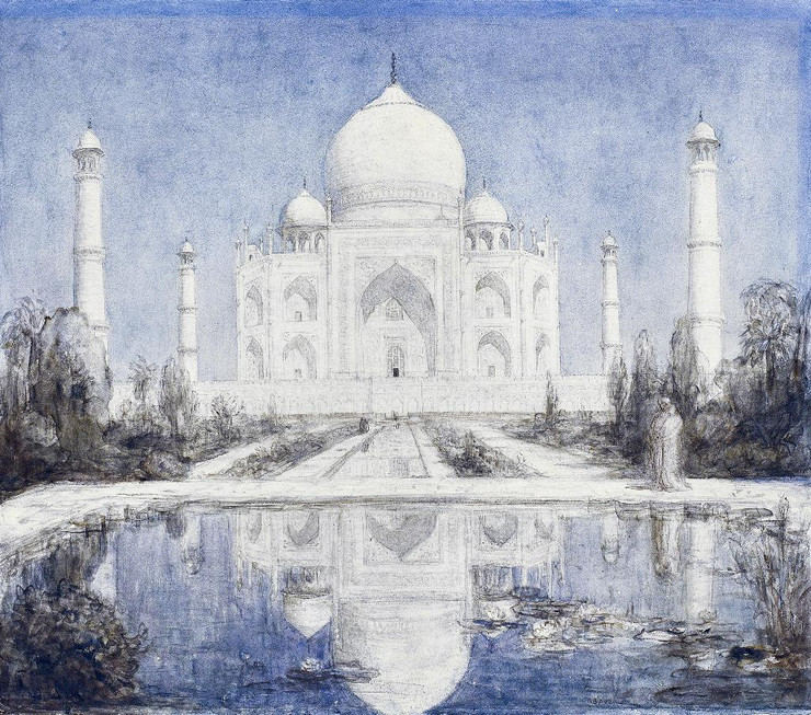 Taj Mahal Bij Maanlicht (1877‚Äì1932) By Marius Bauer (PRT_6285) - Canvas Art Print - 19in X 17in