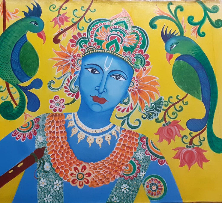 Govinda (ART_7851_54212) - Handpainted Art Painting - 30in X 26in
