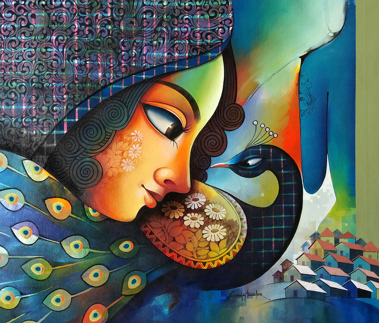 Fusion 4 (ART_3298_54207) - Handpainted Art Painting - 41in X 35in