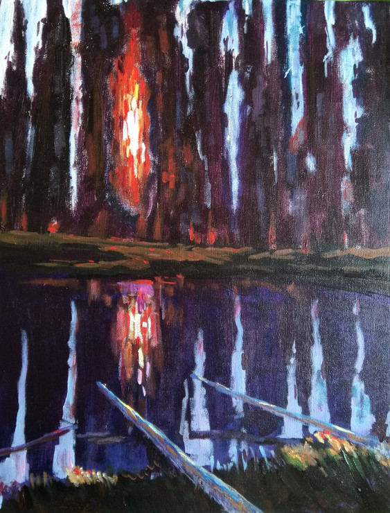 Forest Fire (ART_7767_54200) - Handpainted Art Painting - 14in X 18in