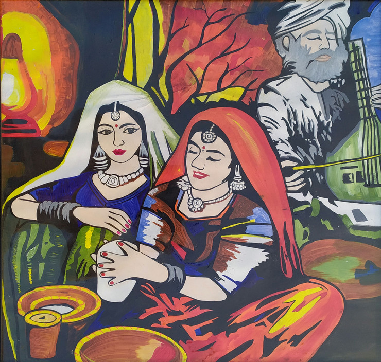 Rajasthani Painting (ART_5110_54184) - Handpainted Art Painting - 24in X 23in