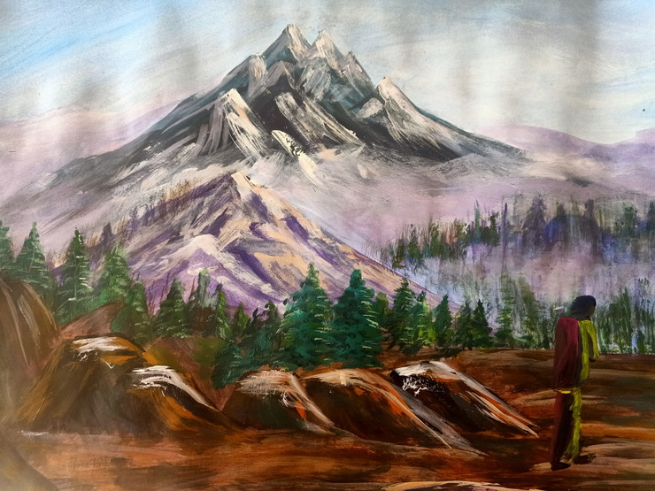 Mountains (ART_7768_54427) - Handpainted Art Painting - 15in X 22in