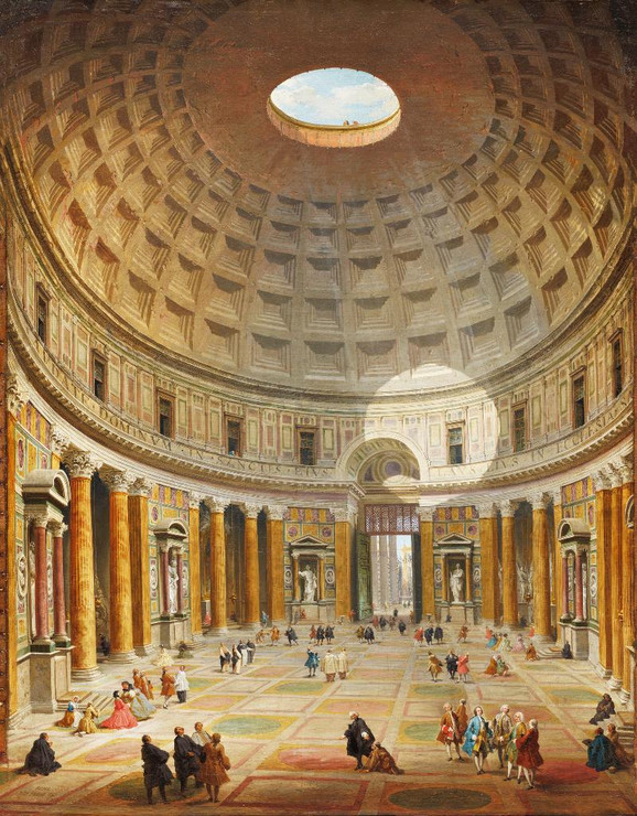 Interior Of The Pantheon, Rome By Giovanni Paolo Panini (PRT_6582) - Canvas Art Print - 28in X 36in