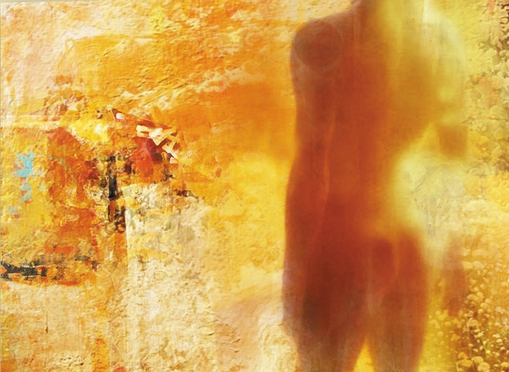 Women with red,orange background shades,Back Beauty,Nude Art