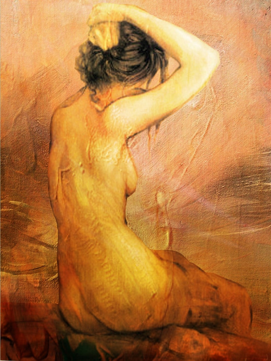 Women with red,background shades,Back Beauty,Nude Art