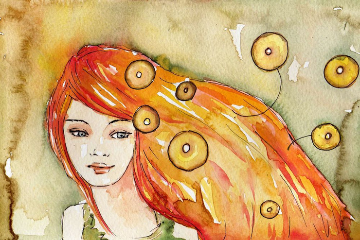 girl, lady, woman, girl with flower, blossom, girl with blossom, flower, blossom, dreaming girl, thinking girl