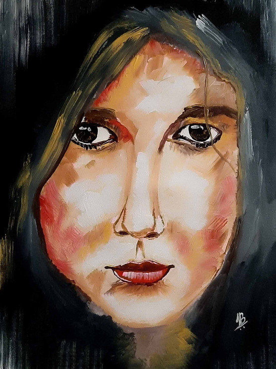 Portrait (ART_5839_54573) - Handpainted Art Painting - 18in X 24in