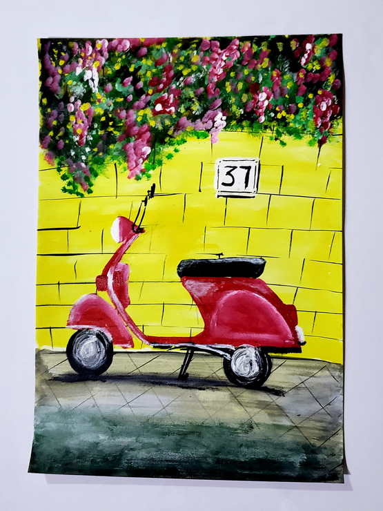 Don't forget to smile  (ART_7907_54551) - Handpainted Art Painting - 9in X 11in