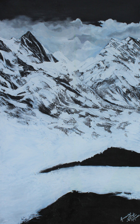 The Mountain Cold (ART_7897_54501) - Handpainted Art Painting - 30in X 48in