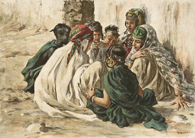 Jeux De Fillettes √† Laghouat (PRT_6655) - Canvas Art Print - 29in X 21in