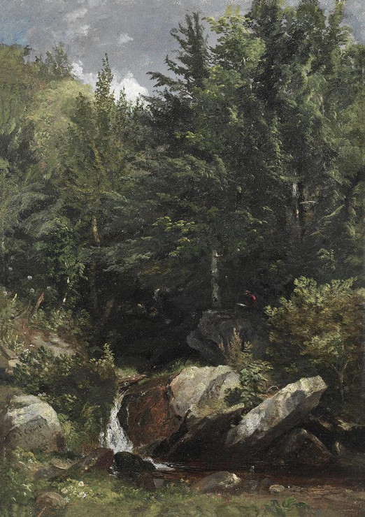 Trees And A Stream On A Hillside (PRT_6693) - Canvas Art Print - 21in X 30in