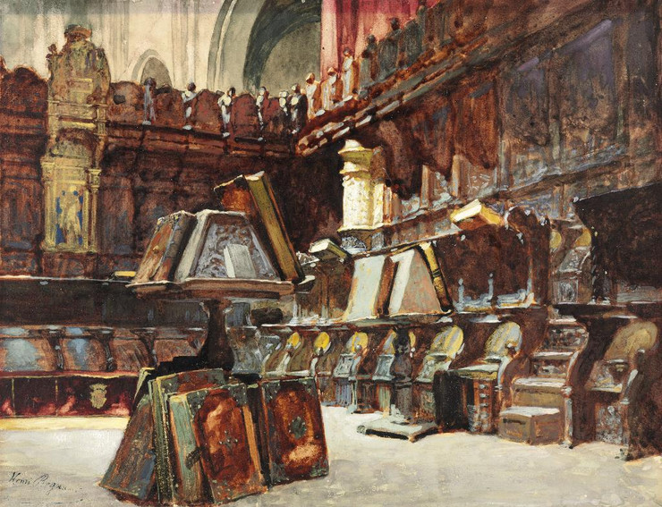 Choir Stalls In A Spanish Cathedral By Henri Regnault (PRT_6713) - Canvas Art Print - 33in X 26in