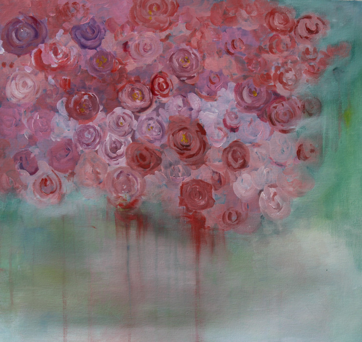 Bunch of roses (ART_7915_54722) - Handpainted Art Painting - 26in X 26in