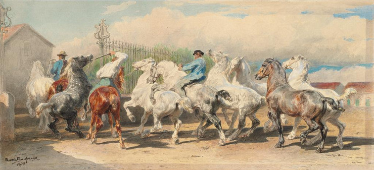 Return From The Horse Fair By Rosa Bonheur (PRT_6752) - Canvas Art Print - 34in X 16in