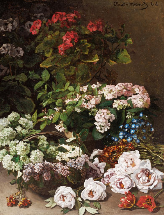 Spring Flowers By Claude Monet (PRT_6757) - Canvas Art Print - 28in X 37in