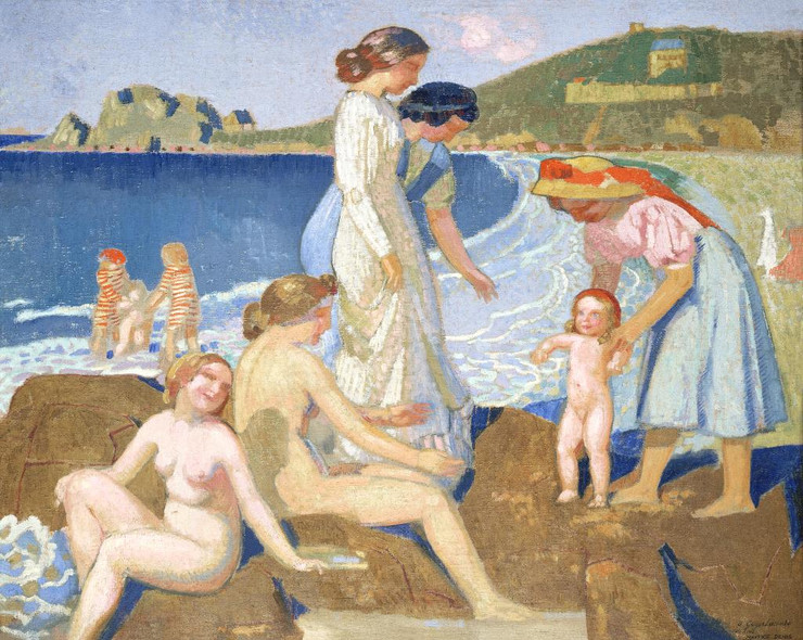 Bathers In Perros Guirec By Maurice Denis (PRT_6791) - Canvas Art Print - 25in X 20in