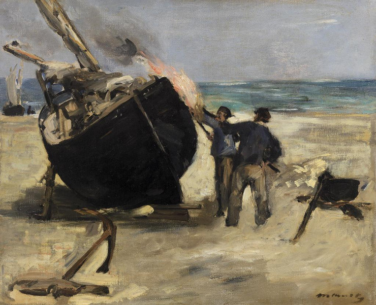 Tarring The Boat By Edouard Manet  (PRT_6821) - Canvas Art Print - 32in X 26in