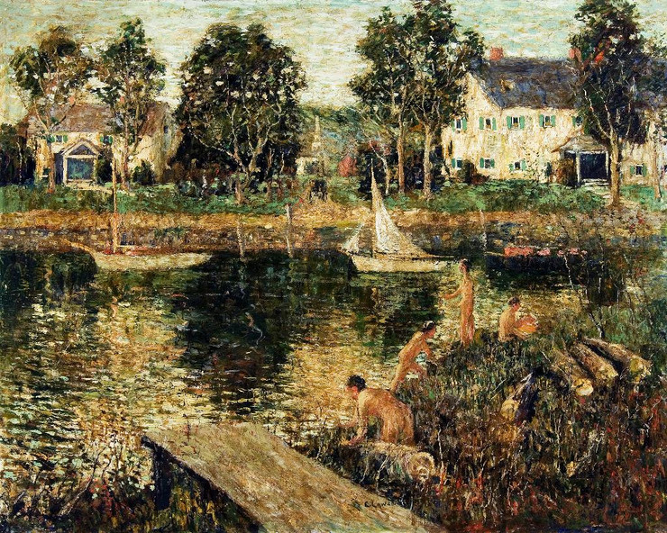 Swimming Hole By Ernest Lawson (PRT_6827) - Canvas Art Print - 19in X 15in