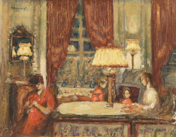 Evening Under The Lamps By Pierre Bonnard (PRT_6871) - Canvas Art Print - 33in X 26in