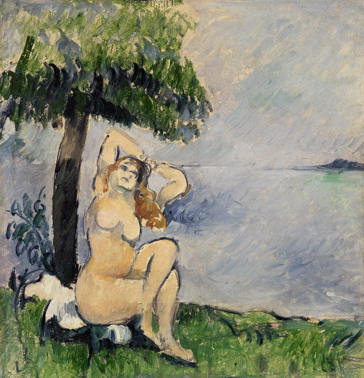 Bather At The Seashore By Paul Cezanne (PRT_6851) - Canvas Art Print - 25in X 26in