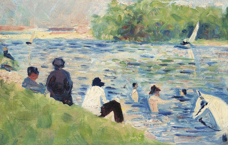 Bathers (Study For "Bathers At Asni√®res") By Georges Seurat (PRT_6905) - Canvas Art Print - 23in X 15in