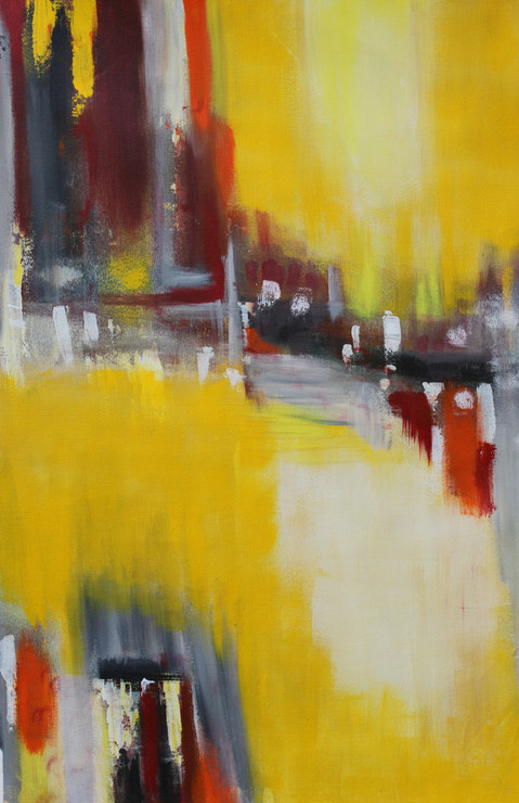 Abstract city space (ART_7915_54835) - Handpainted Art Painting - 24in X 36in