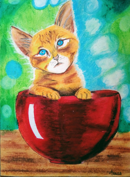 The cunning innocence (ART_7922_54820) - Handpainted Art Painting - 10in X 8in