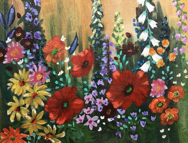 Flowers (ART_7906_54621) - Handpainted Art Painting - 10in X 12in