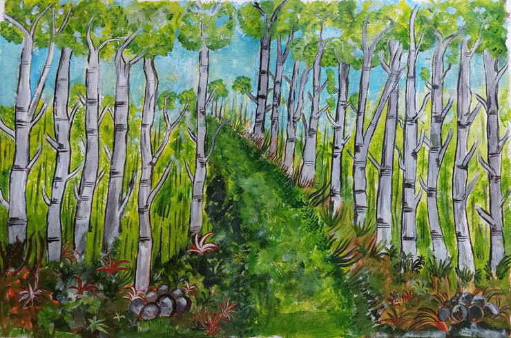 THE MAGIC OF JUNGLE (ART_2419_53883) - Handpainted Art Painting - 21in X 14in