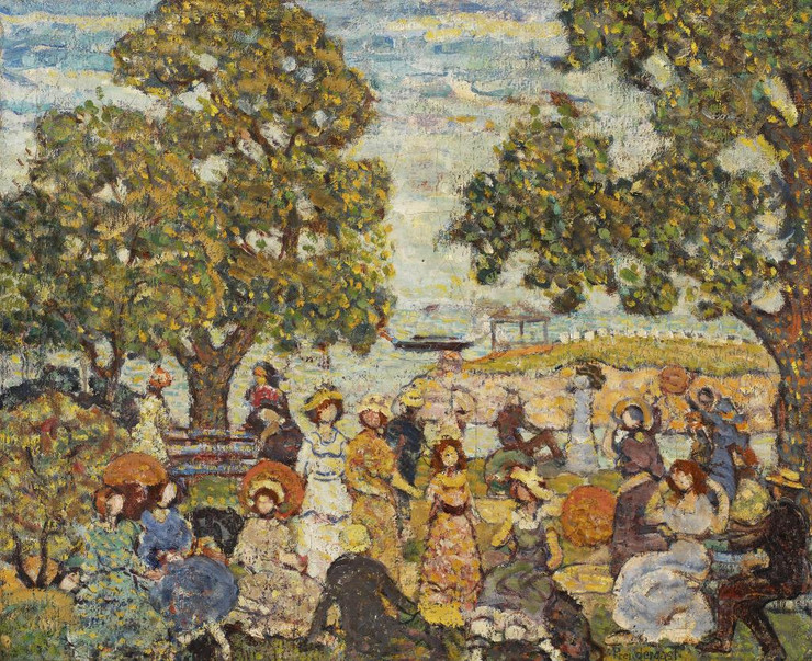 Landscape With Figures By Maurice Brazil Prendergast (PRT_6998) - Canvas Art Print - 35in X 28in