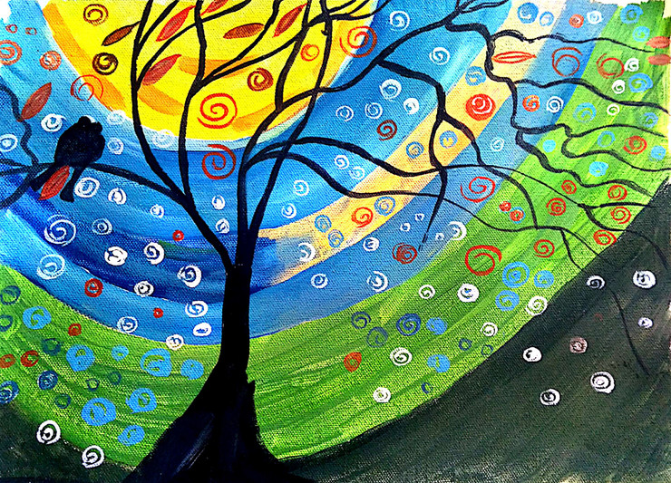 THE LIGHT AND DARKNESS (ART_2419_23905) - Handpainted Art Painting - 15in X 11in