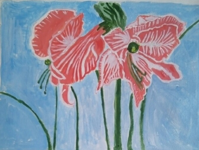 THE FLOWERS (ART_2419_18854) - Handpainted Art Painting - 14in X 10in
