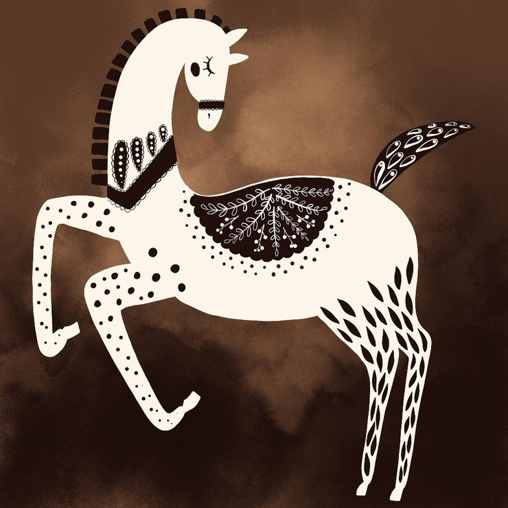 White Horse 4 (PRT_7176) - Canvas Art Print - 21in X 21in