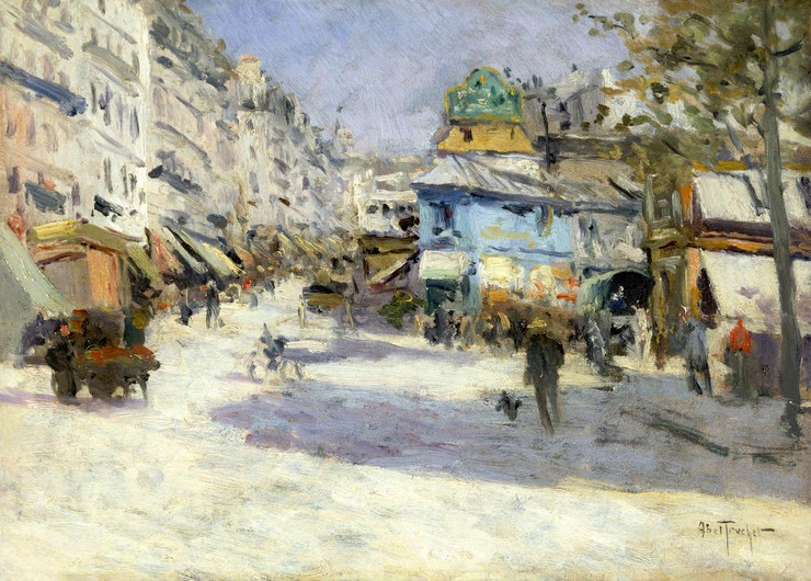 Rue Lepic, The Corner Of Rue Puget And Place Blanche (1890) By Louis Abel Truchet (PRT_7228) - Canvas Art Print - 27in X 19in