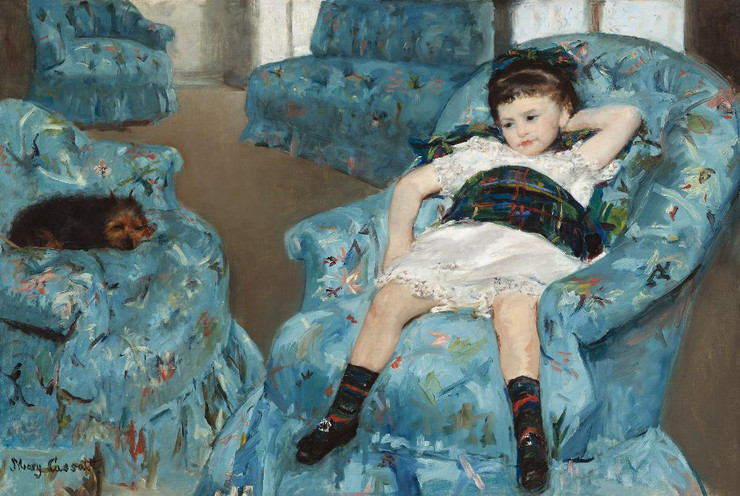 Little Girl In A Blue Armchair (1878) By Mary Cassatt (PRT_7265) - Canvas Art Print - 23in X 16in