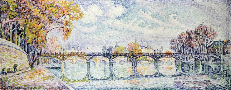 Le Pont Des Arts (1928) By Paul Signac (PRT_7287) - Canvas Art Print - 35in X 14in