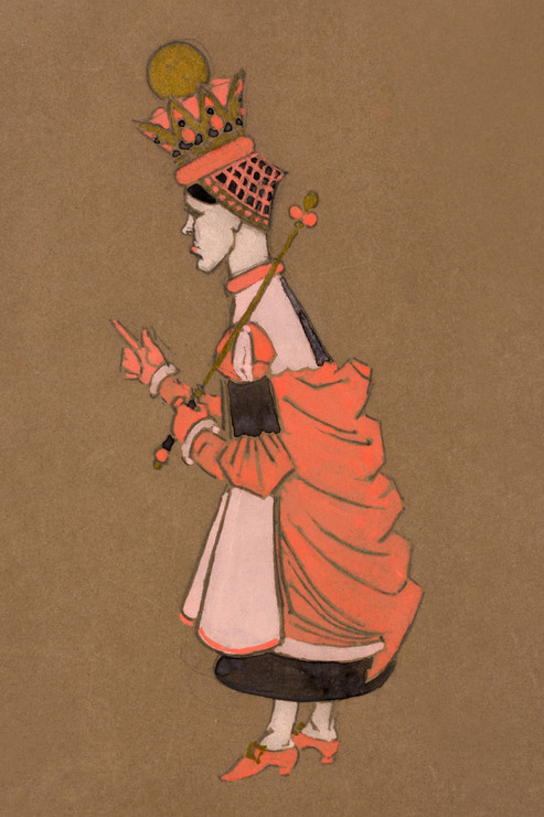 Red Queen (1915) Costume Design For Alice In Wonderland By William Penhallow Henderson (PRT_7321) - Canvas Art Print - 23in X 34in