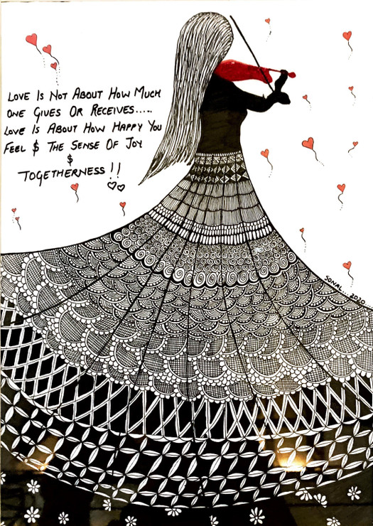 Maestro Girl (ART_7966_55400) - Handpainted Art Painting - 8in X 10in
